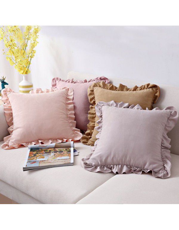 Manufacturers lotus edge pillow case small fresh pillow suede sofa bedside pillow case wholesale a hair