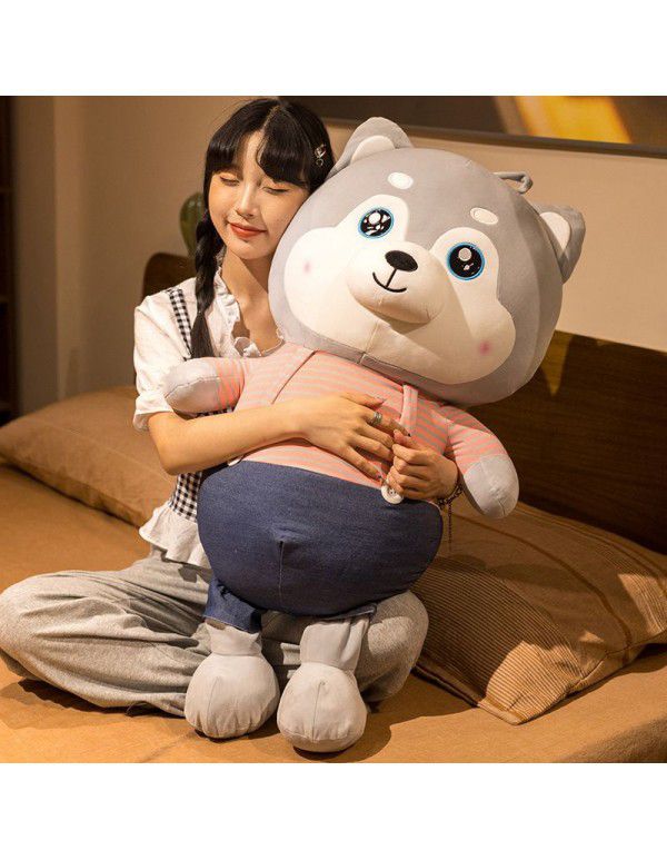 New cute strap husky doll plush toys soft down cotton bed sleeping pillow birthday gift