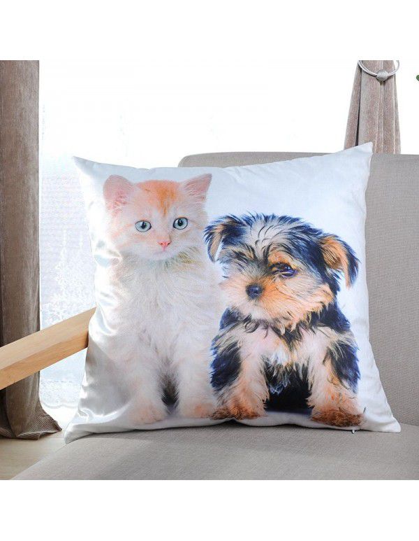 Digital printed animal flannel custom pillow cover short plush office car cushion cover sofa pillow