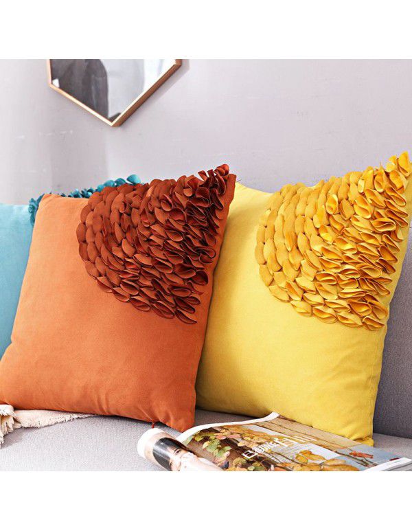 Handmade car flower three dimensional technology pillow cover Nordic sofa cushion suede pillow cover living room bedroom pillow cover