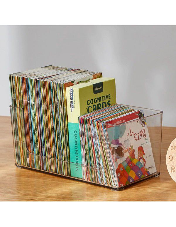 Book storage box transparent plastic student desktop textbook sorting storage basket magazine extracurricular reading storage box
