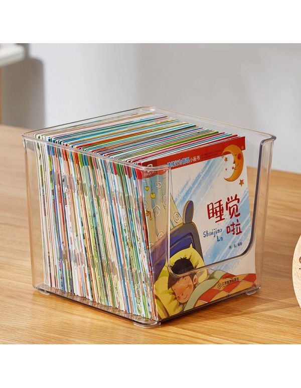 Book storage box transparent plastic student desktop textbook sorting storage basket magazine extracurricular reading storage box