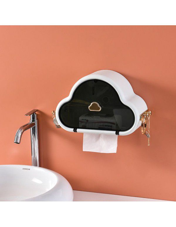 Cloud tissue box wall mounted creative washcloth paper drawing toilet non perforated roll paper shelf waterproof