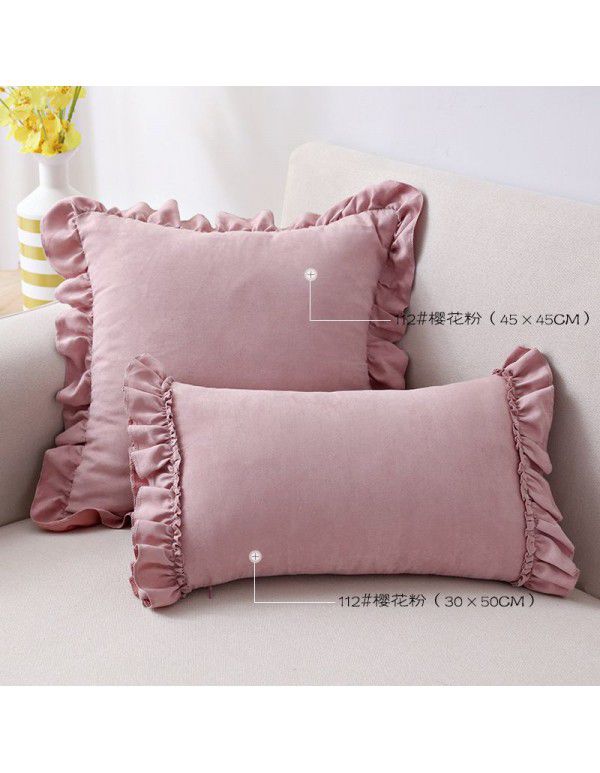 Manufacturers lotus French pillow cover small fresh pillow suede sofa bedside pillow cover wholesale