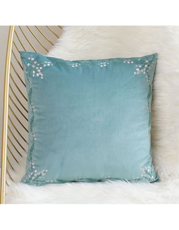 Korean sweet little fresh pillow embroidery Nordic style sofa smile broken flower cushion cover pillow cover