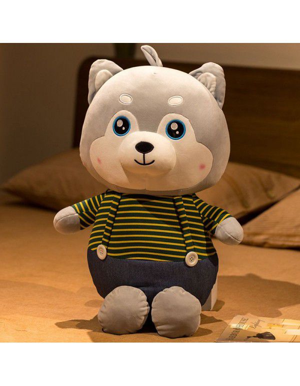 New cute strap husky doll plush toys soft down cotton bed sleeping pillow birthday gift