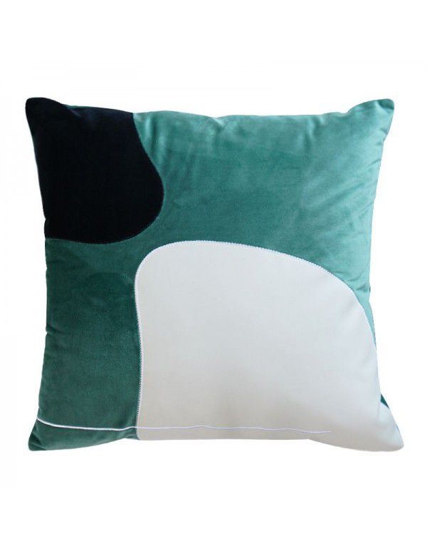 Modern geometric embroidery pillow cover sofa cushion pillow pillow pillow modern green horizontal embroidery Square Pillow