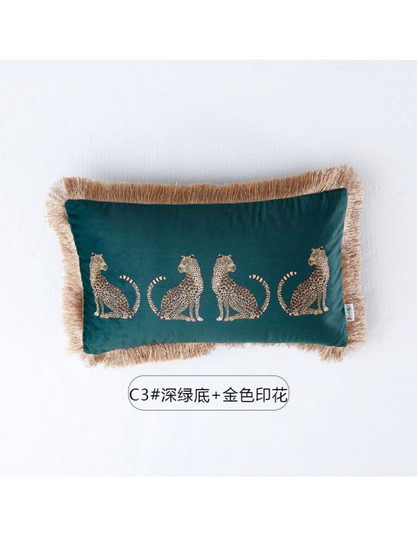 Manufacturers wholesale pillow cover in stock digital printing tassel sofa cushion pillow cross border supply