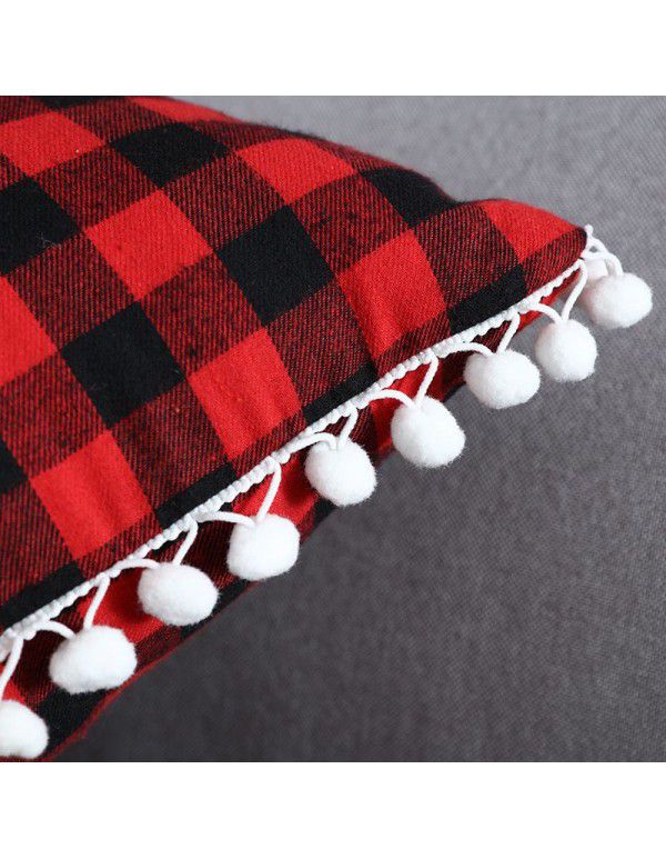 Cross border christmas pillow cushion cover Christmas pillow cover red and Black Plaid elk pilot sofa pillow