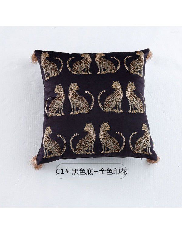 Manufacturers wholesale pillow cover in stock digital printing tassel sofa cushion pillow cross border supply