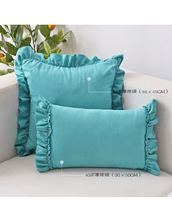 Manufacturers lotus edge pillow case small fresh pillow suede sofa bedside pillow case wholesale a hair