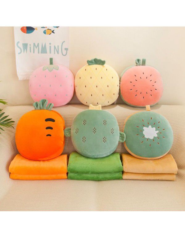 Cross border three in one warm hand pillow, cool summer quilt, fruit air conditioner, plush toy, nap, travel