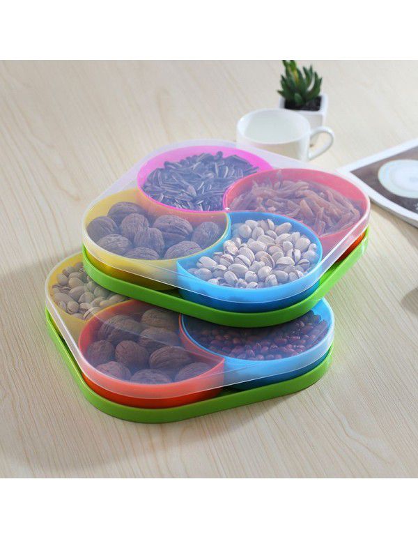 Fruit tray creative living room melon seed tray candy tray superposition dry fruit storage box partition sealing belt cover plastic