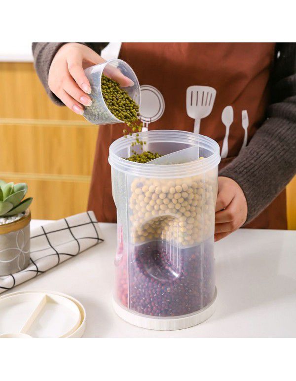 Creative new household kitchen transparent four in one coarse cereals can food storage can refrigerator four compartment sealed can