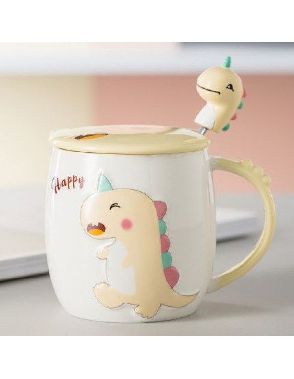 Children's mark cup cute little dinosaur ceramic water cup household baby tableware milk oat breakfast cup