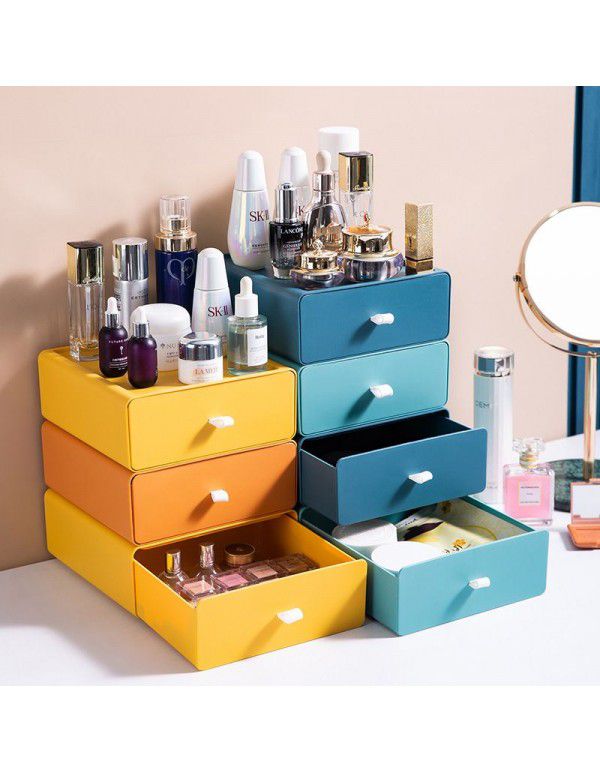 Folding desktop drawer type cosmetic color contrast storage box office storage box dormitory desk arrangement