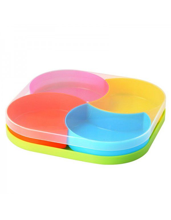 Fruit tray creative living room melon seed tray candy tray superposition dry fruit storage box partition sealing belt cover plastic