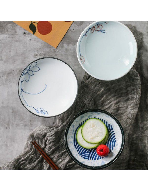 Ceramic tableware, high foot dish, fruit dish, retro ceramic dish, dry fruit snack dish, Chinese creative home tea dish