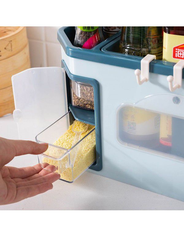 Creative new household plastic kitchen shelf multi grid seasoning box knife rest seasoning can bottle storage shelf