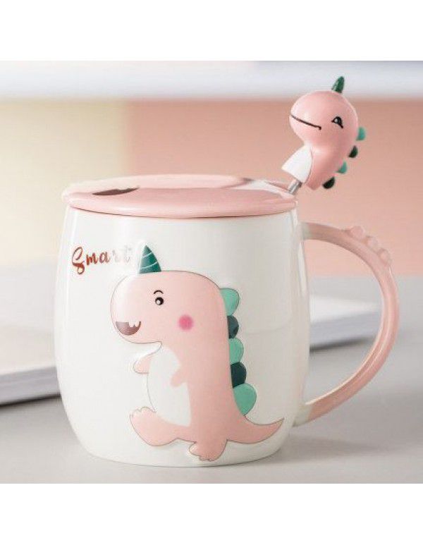 Children's mark cup cute little dinosaur ceramic water cup household baby tableware milk oat breakfast cup
