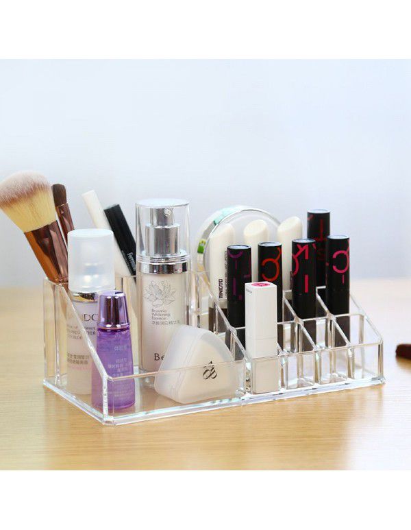 Acrylic transparent lipstick desktop cosmetic box transparent desktop shelf dressing finishing box skin care cosmetic box