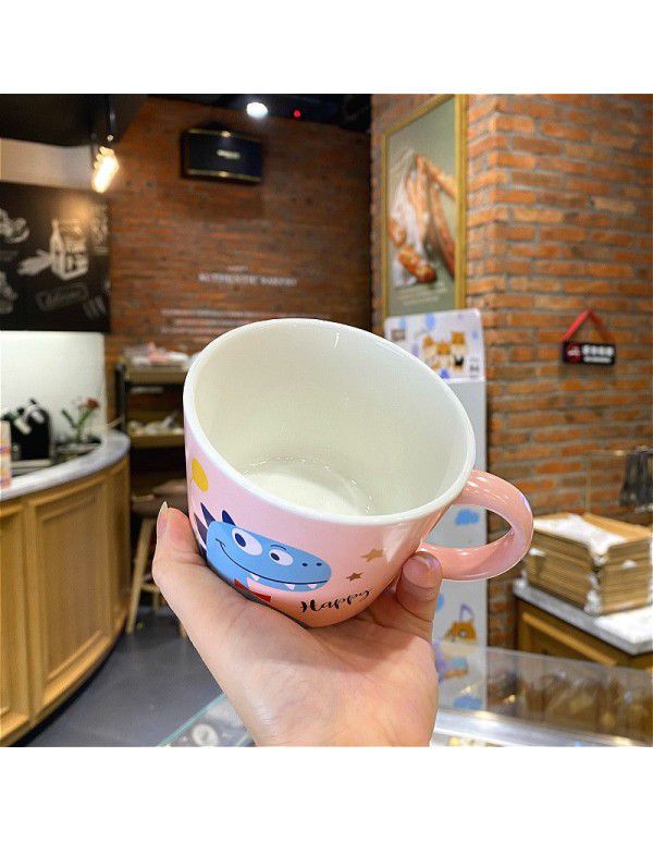 Cartoon animal ceramic water cup cute dinosaur Mug children's breakfast milk family nice cup