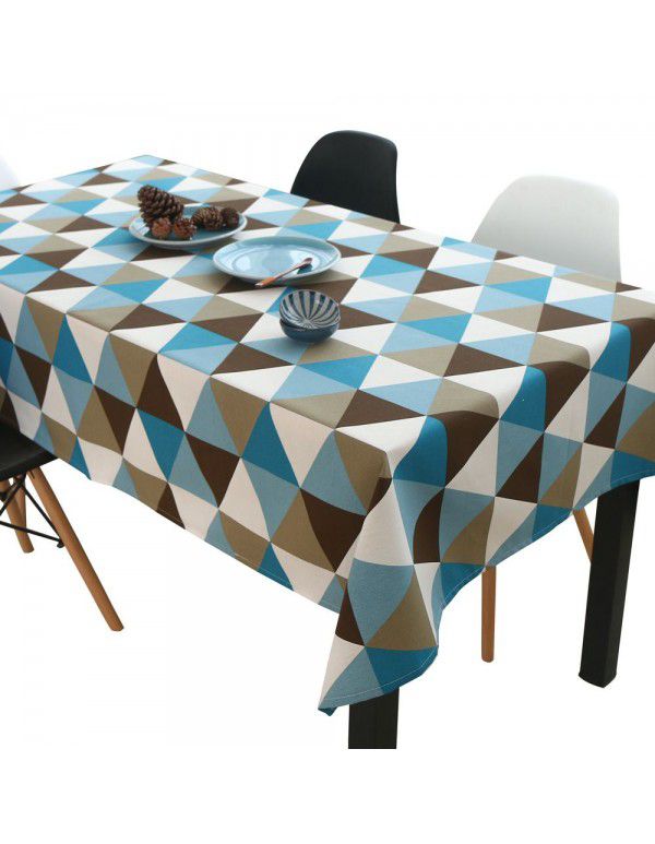 Cross border tablecloth triangle tablecloth diamond cotton linen Nordic Book tablecloth coffee shop art tea table mat tablecloth