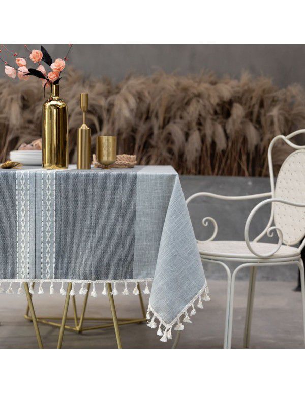 Nordic cotton linen round tablecloth Imitation cotton linen wash free simple modern table cloth Yama cloth tablecloth