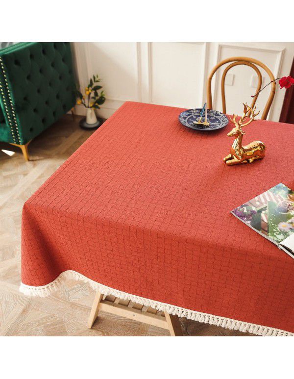 2021 new American style thickened dining table cloth lattice jacquard decorative tea table cloth North European home custom