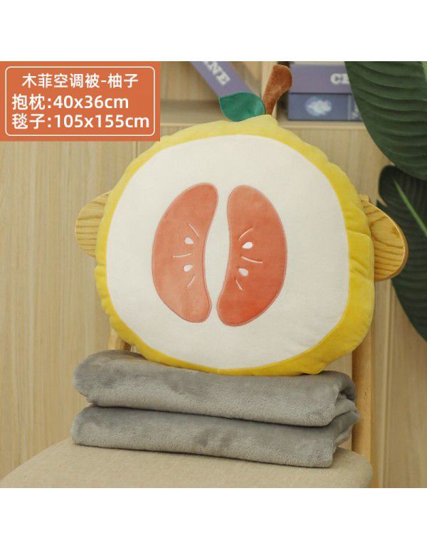 Home soft decoration soft wood fruit two in one air conditioner sofa back Festival gift cushion custom logo
