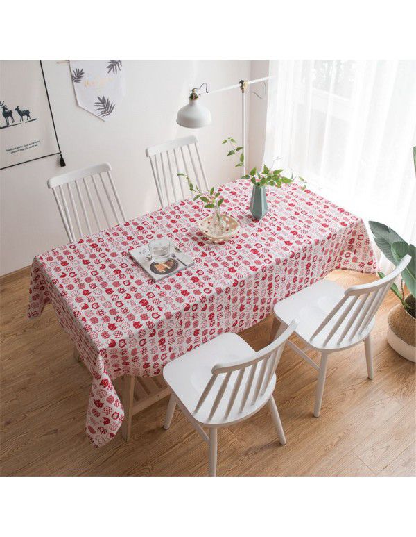 Cute cat cotton hemp cloth table cloth art small fresh rectangular household living room tea table cloth cover