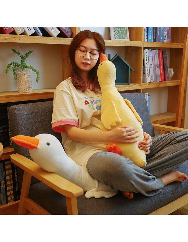 Cute and geese prone posture Plush Doll large size baby pillow girl sleeping strip pillow bed super cute doll