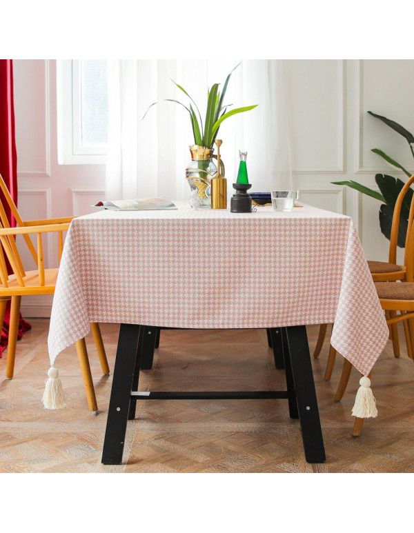 Amazon new products Nordic jacquard thousand bird Plaid tablecloth rectangular restaurant table cloth art small tea table towel customization