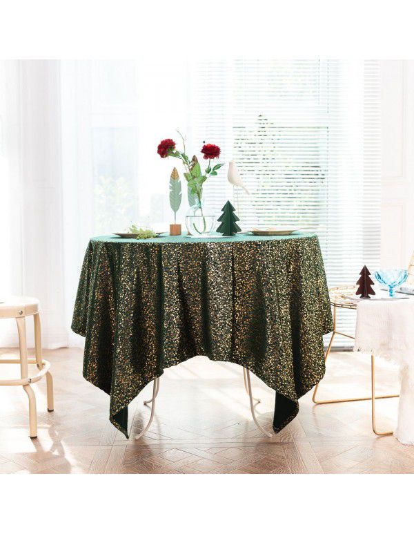 Christmas day light luxury tablecloth party party decoration restaurant Sequin scarf tablecloth Amazon hair