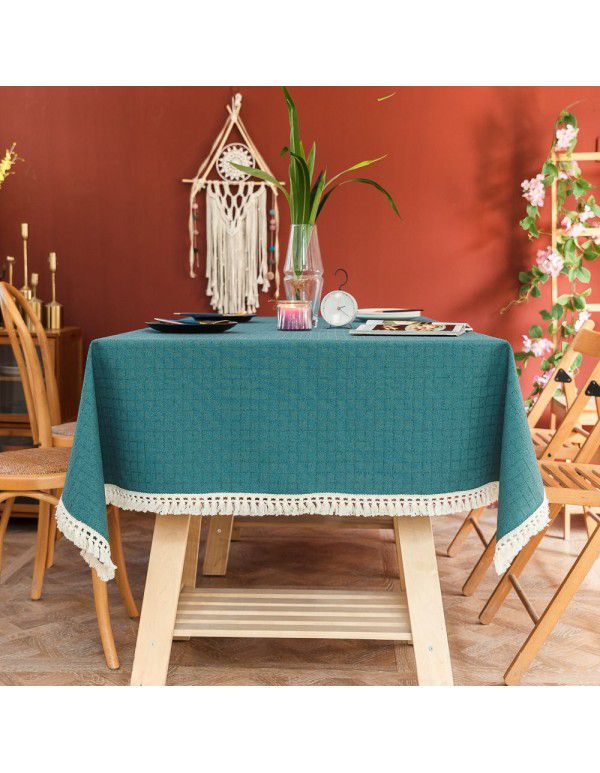 2021 new wrinkle resistant thickened table cloth lattice jacquard decorative tea table cloth North European home customization