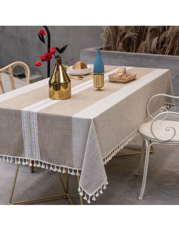 Nordic cotton linen round tablecloth Imitation cotton linen wash free simple modern table cloth Yama cloth tablecloth