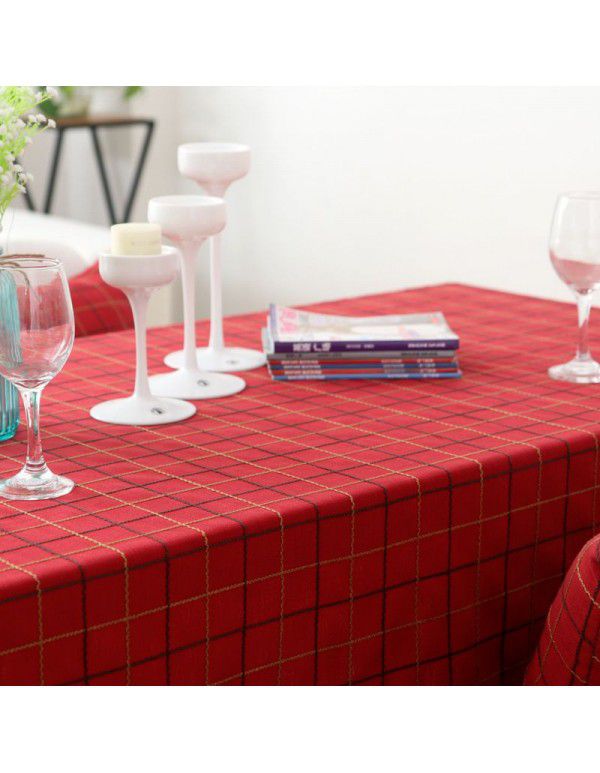 Embroidered garden square plaid cloth table cloth cotton linen rectangular pure color small fresh big round table tea table mat cover cloth