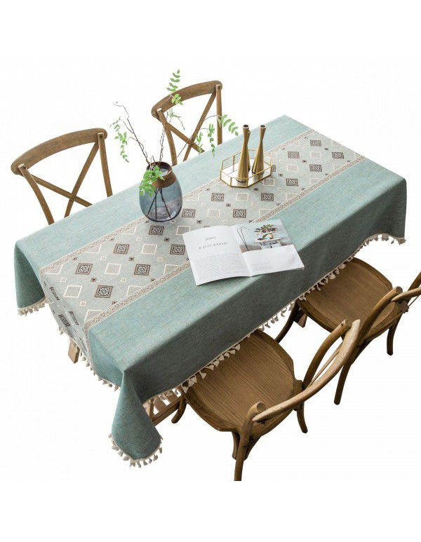 Cross border Amazon European and American tablecloth cotton hemp rectangular table flag table mat tea table tablecloth meal tablecloth custom wholesale