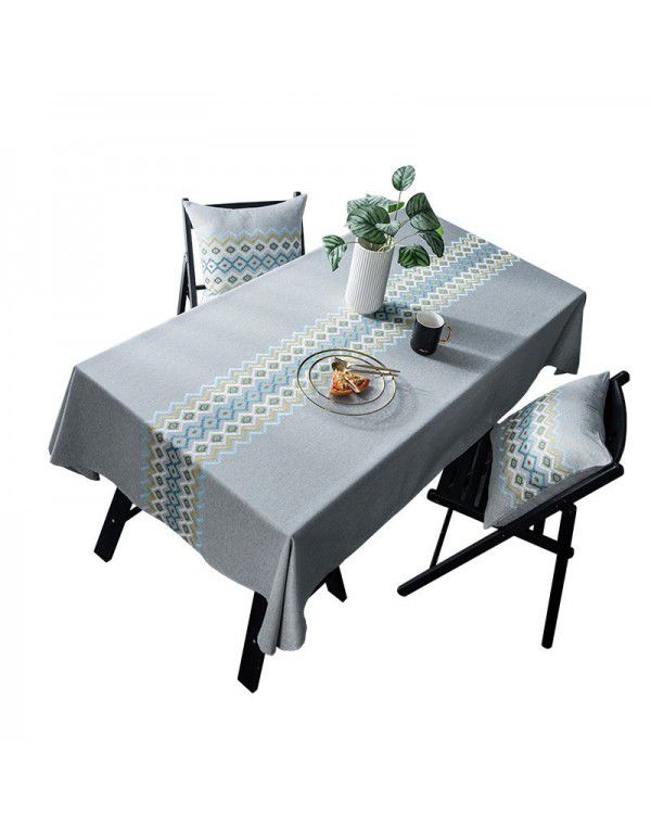 Cross border home textile tablecloth solid jacquard kitchen tabletop tassel decoration party table cloth