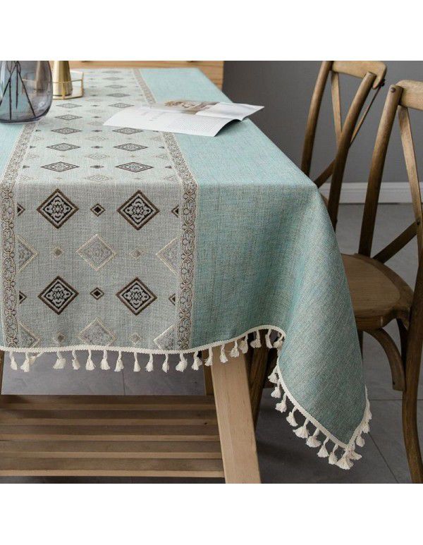 Cross border Amazon European and American tablecloth cotton hemp rectangular table flag table mat tea table tablecloth meal tablecloth custom wholesale