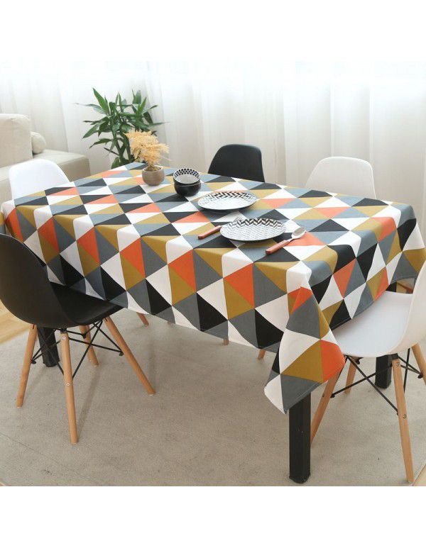Cross border tablecloth triangle tablecloth diamond cotton linen Nordic Book tablecloth coffee shop art tea table mat tablecloth