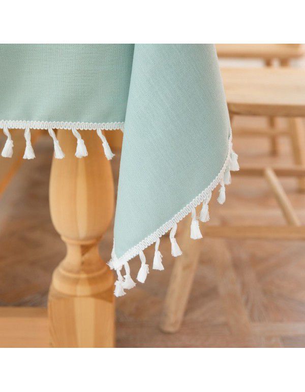 Cross border manufacturers Japanese style ins small fresh pure color tassel scarf rectangular table cloth table cloth customization