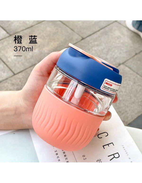 Coffee cup plastic straw double drinking cup children's lovely summer portable high value net red water cup fall resistant and high temperature resistant