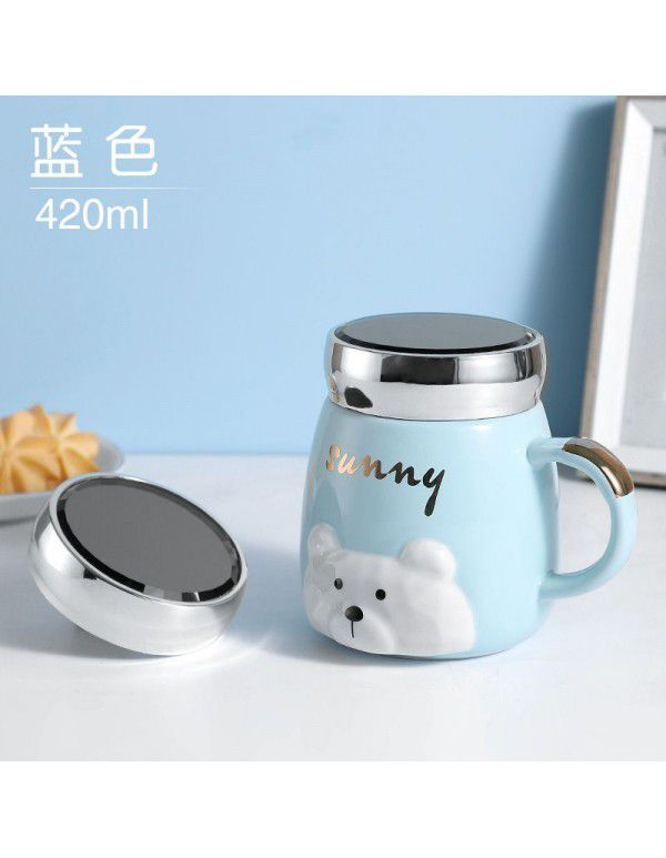 Ceramic mug high value milk coffee cup with cover office ladies and family lovers water cup