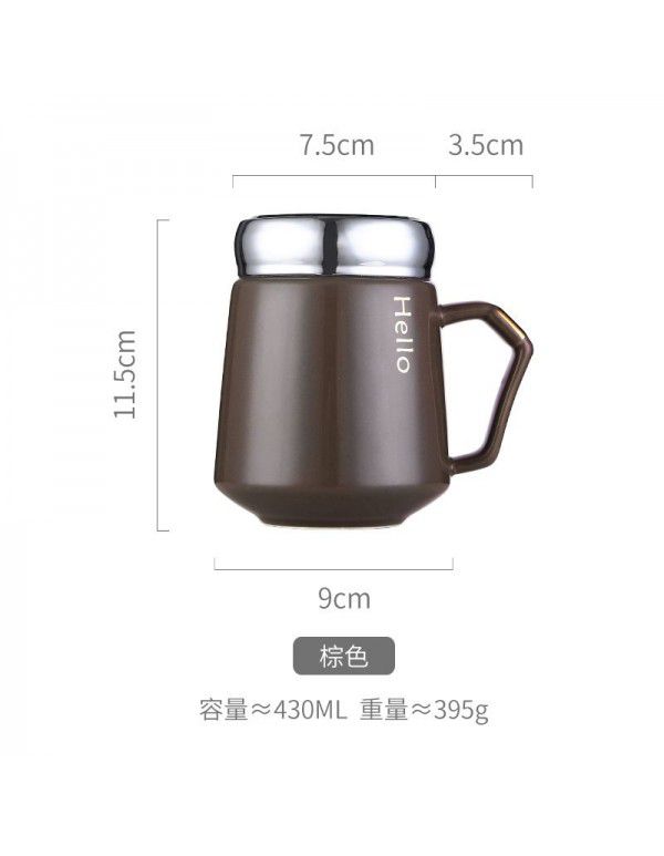 Ceramic mark cup with cover creative personality trend boy's Cup family simple female drinking cup