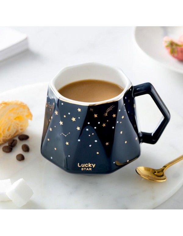 Ceramic Nordic wind star sky mark water cup lovely girl home creative coffee a pair of lovers cup