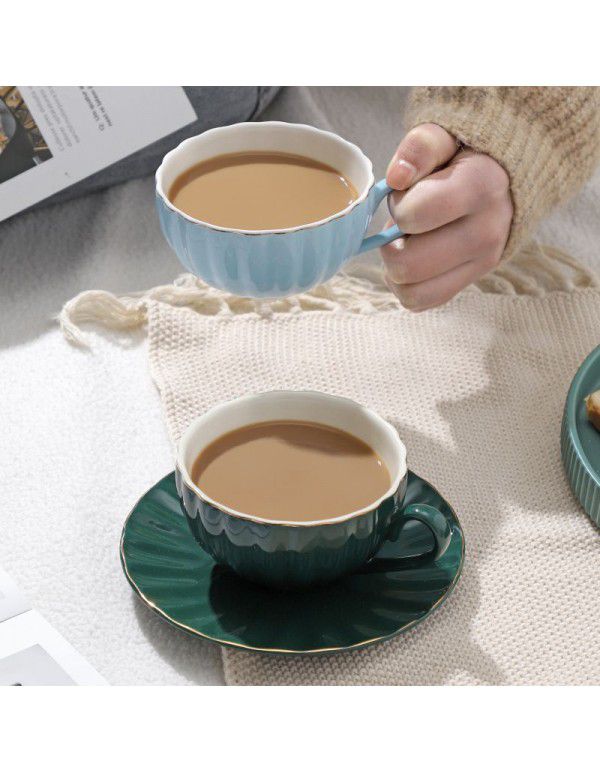 Coffee cup and dish set Nordic style ceramic cup tea set light luxury Feng Shui Cup Home afternoon tea cup simple