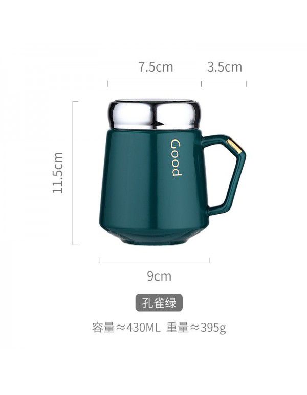Ceramic mark cup with cover creative personality trend boy's Cup family simple female drinking cup