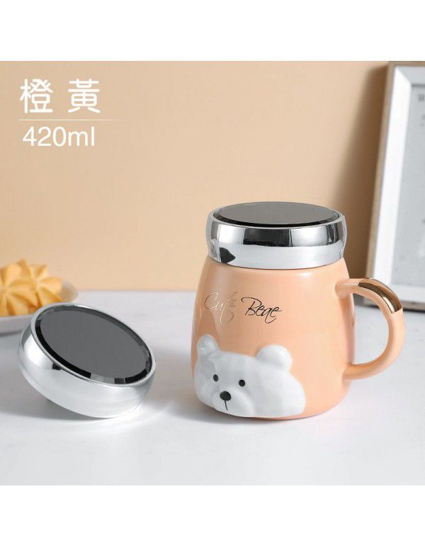 Ceramic mug high value milk coffee cup with cover office ladies and family lovers water cup