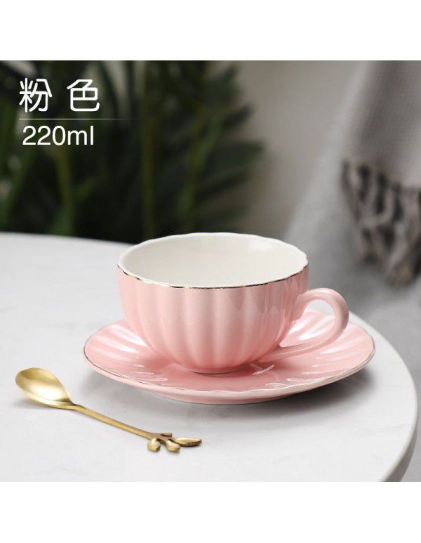 Coffee cup and dish set Nordic style ceramic cup tea set light luxury Feng Shui Cup Home afternoon tea cup simple